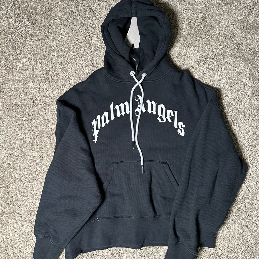 Palm Angels Curved Logo Hoodie Sweatshirt